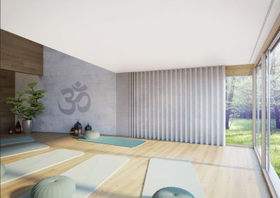 Curtain Systems, SG 3870, Yoga room, recessed curtain track